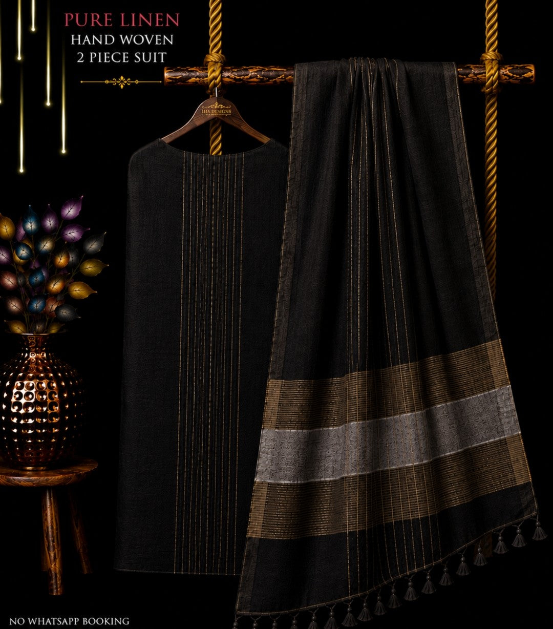 Ena – Pure Jayshree & 120 Count Linen Handwoven Jamdani Suit Set | Rihyaaz