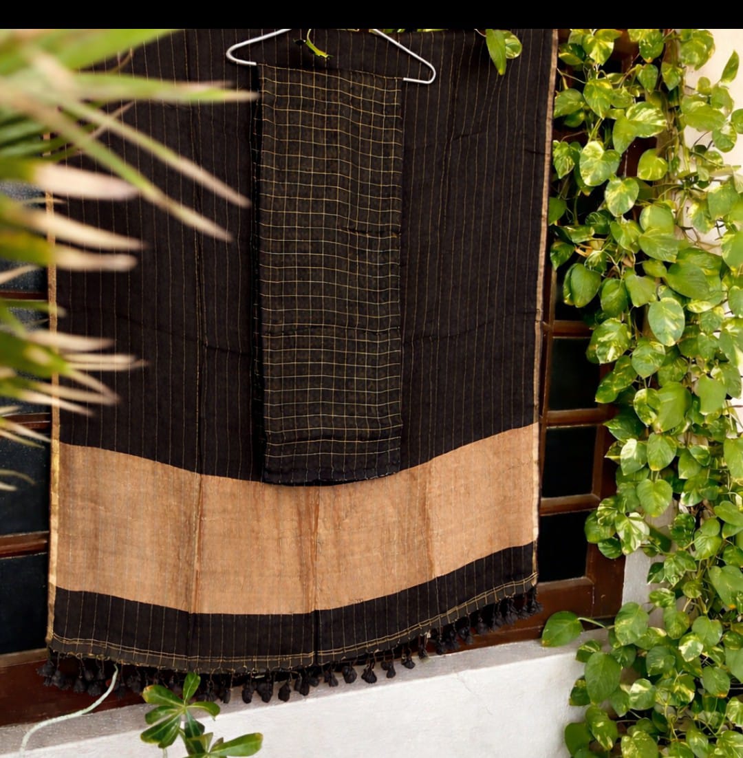 Black Pure Jayshree Linen Suit Set for Women – Premium Quality Ethnic Wear by Rihyaaz Fashions