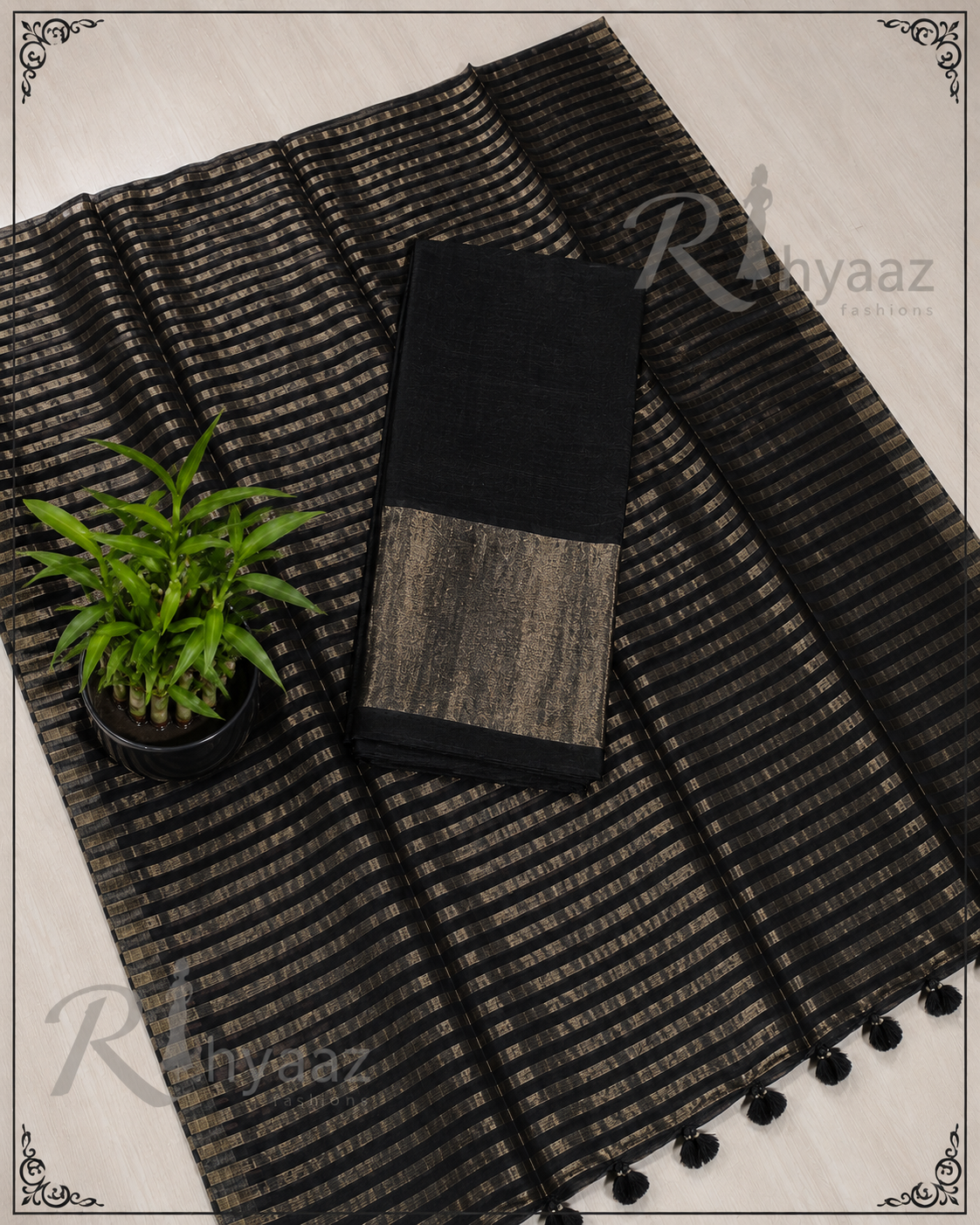Sharmina - Pure Linen Zari Weaved Suit by Rihyaaz featuring premium handwoven linen fabric with elegant zari weaving, luxury ethnic wear for festive and occasion dressing.