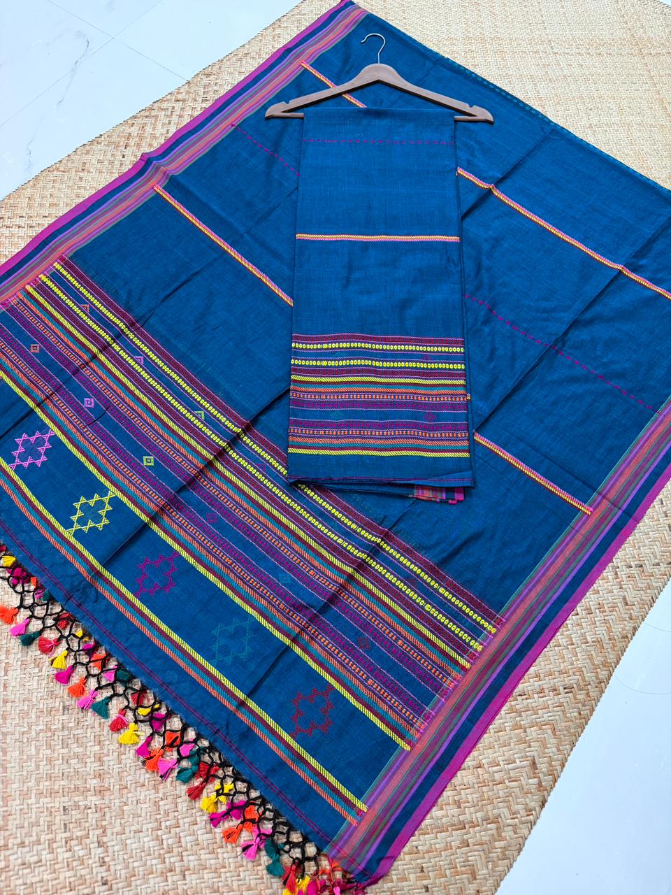 Bhujodi Jamdani pure cotton handwoven suit by Rihyaaz with 3 meter top and 2.5 meter dupatta.