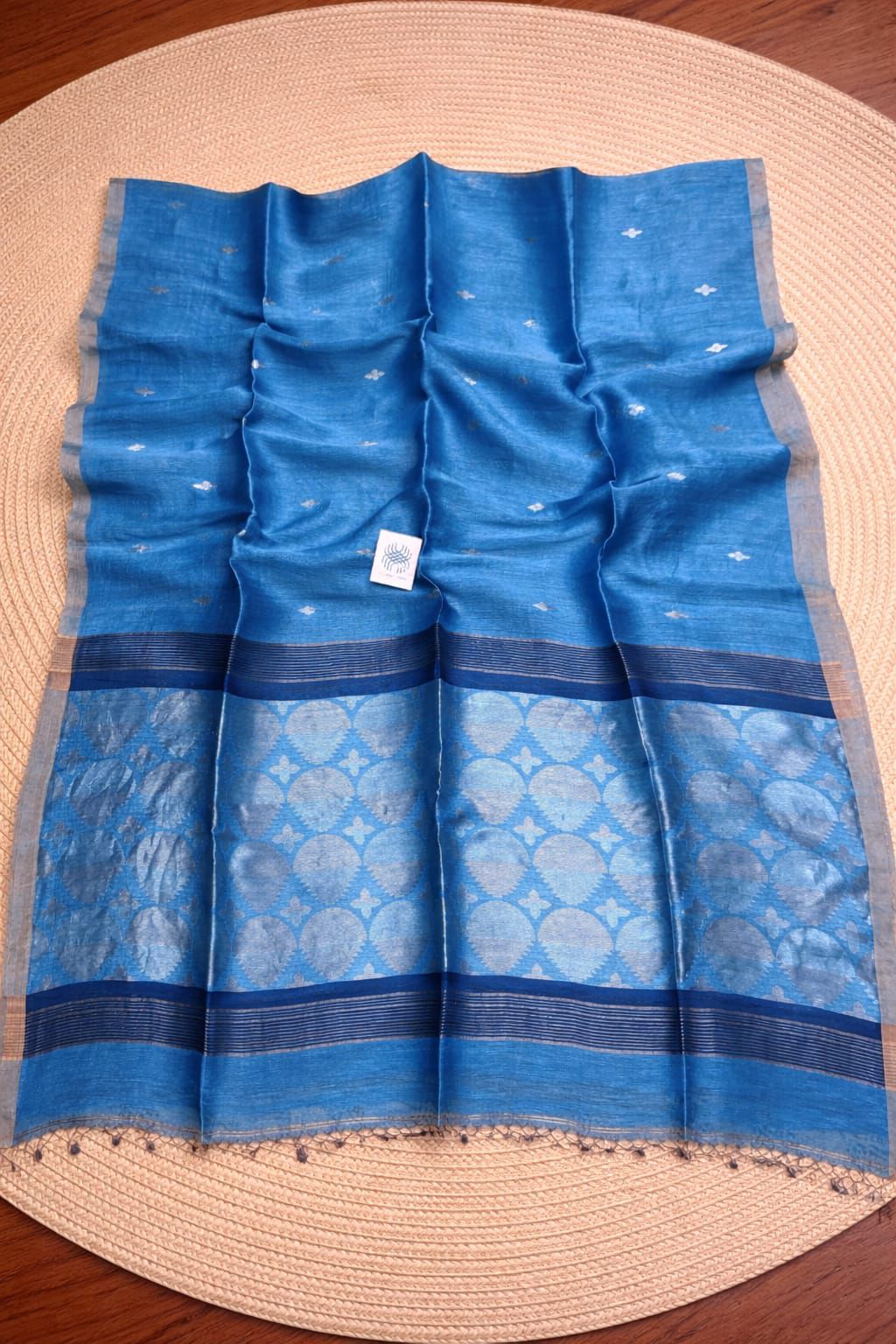 Musk authentic premium handloom soft Reshom check Tissue Muslin Linen Paithani saree by Rihyaaz with running blouse piece