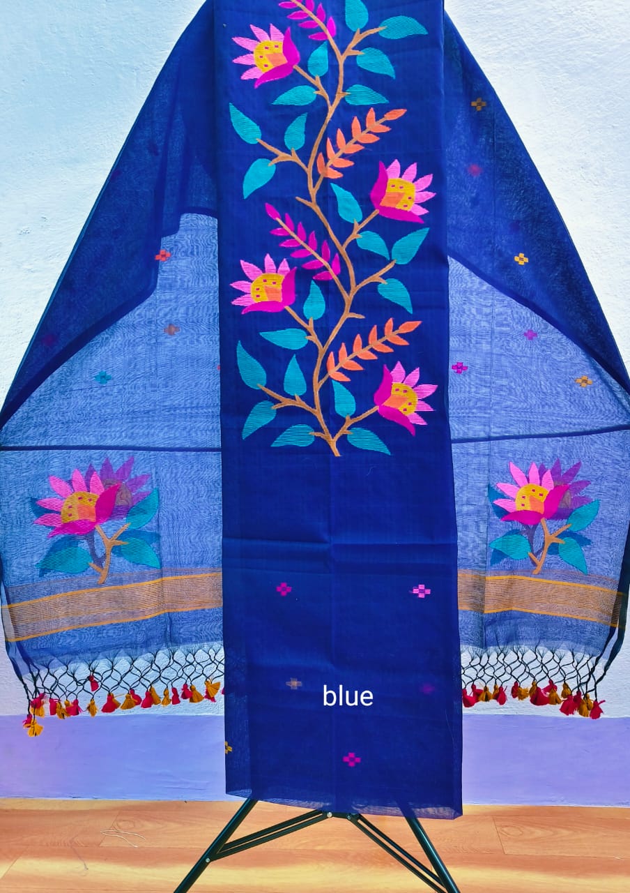 𝕶𝖚𝖓𝖏 handwoven jamdani suit set by Rihyaaz with 2.7 meter top and 2.5 meter dupatta