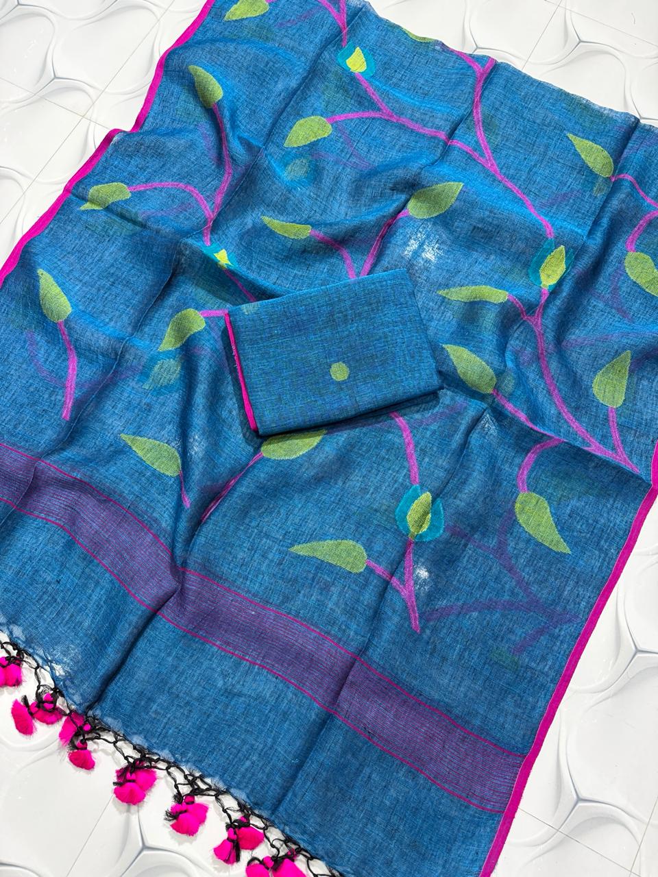 🍁 Pure Joyshree Linen Jamdani Handwoven Suits 🍁| Rihyaaz