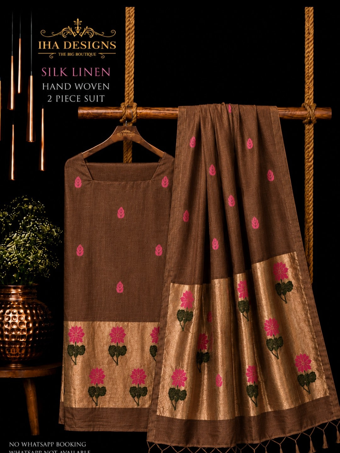 Samya silk linen tissue Meenakari Jamdani suit by Rihyaaz Fashions