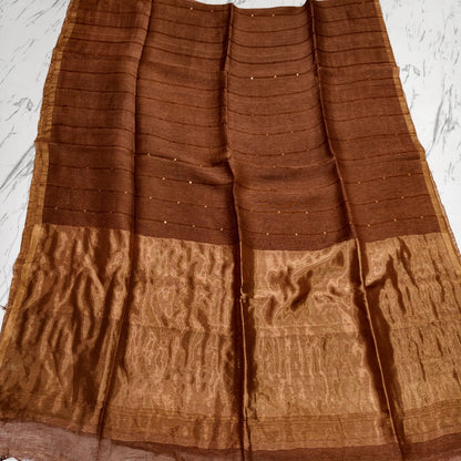 Nakshi Tissue Palla Resham Sequin Weaved Matka Saree by Rihyaaz, featuring elegant traditional weaving and luxurious tissue palla detailing.