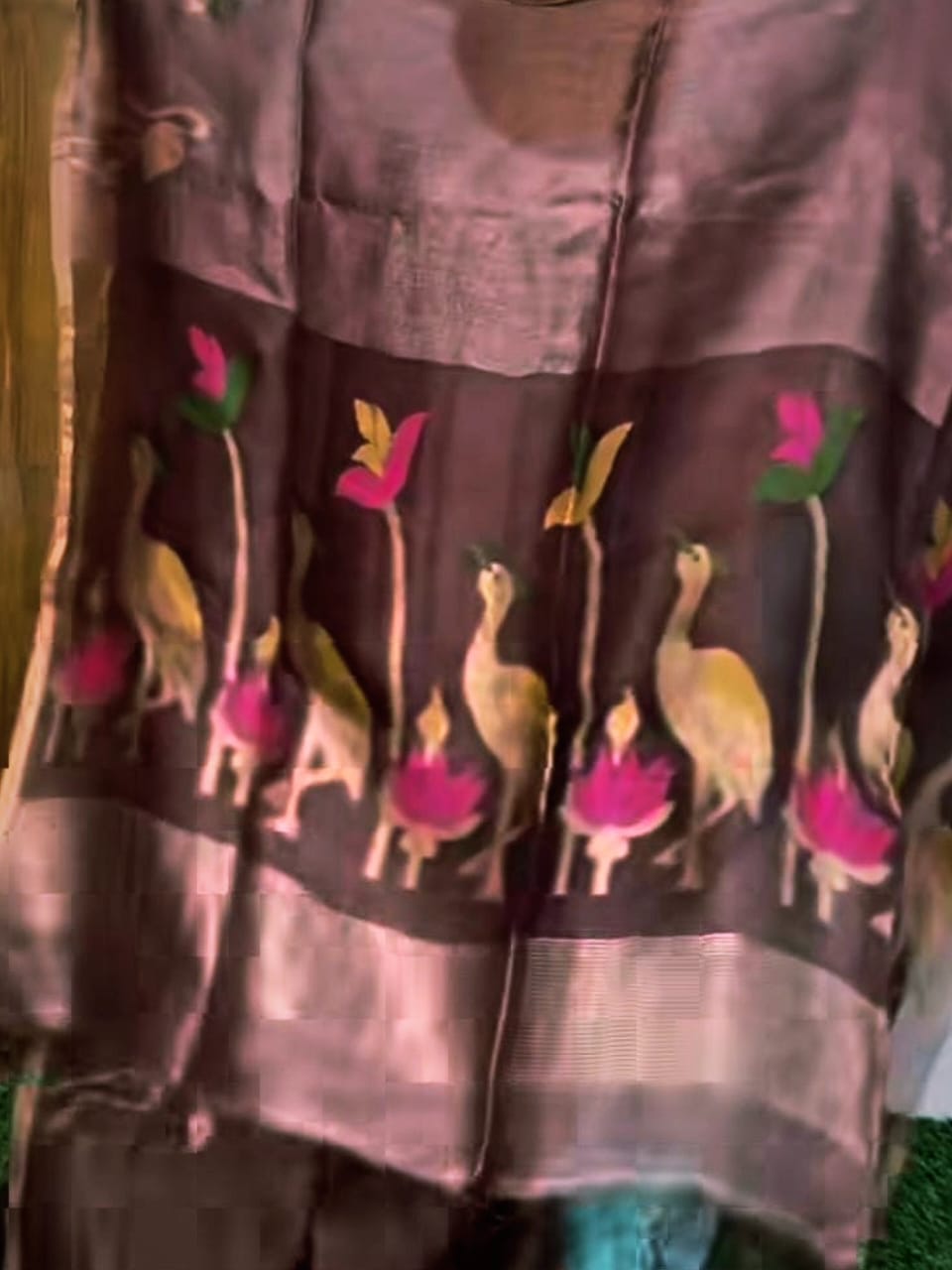 Pelican - Silk Linen Tissue Saree by Rihyaaz featuring premium handwoven silk linen tissue fabric with an elegant sheen, lightweight drape, and luxurious festive design for weddings and celebrations.
