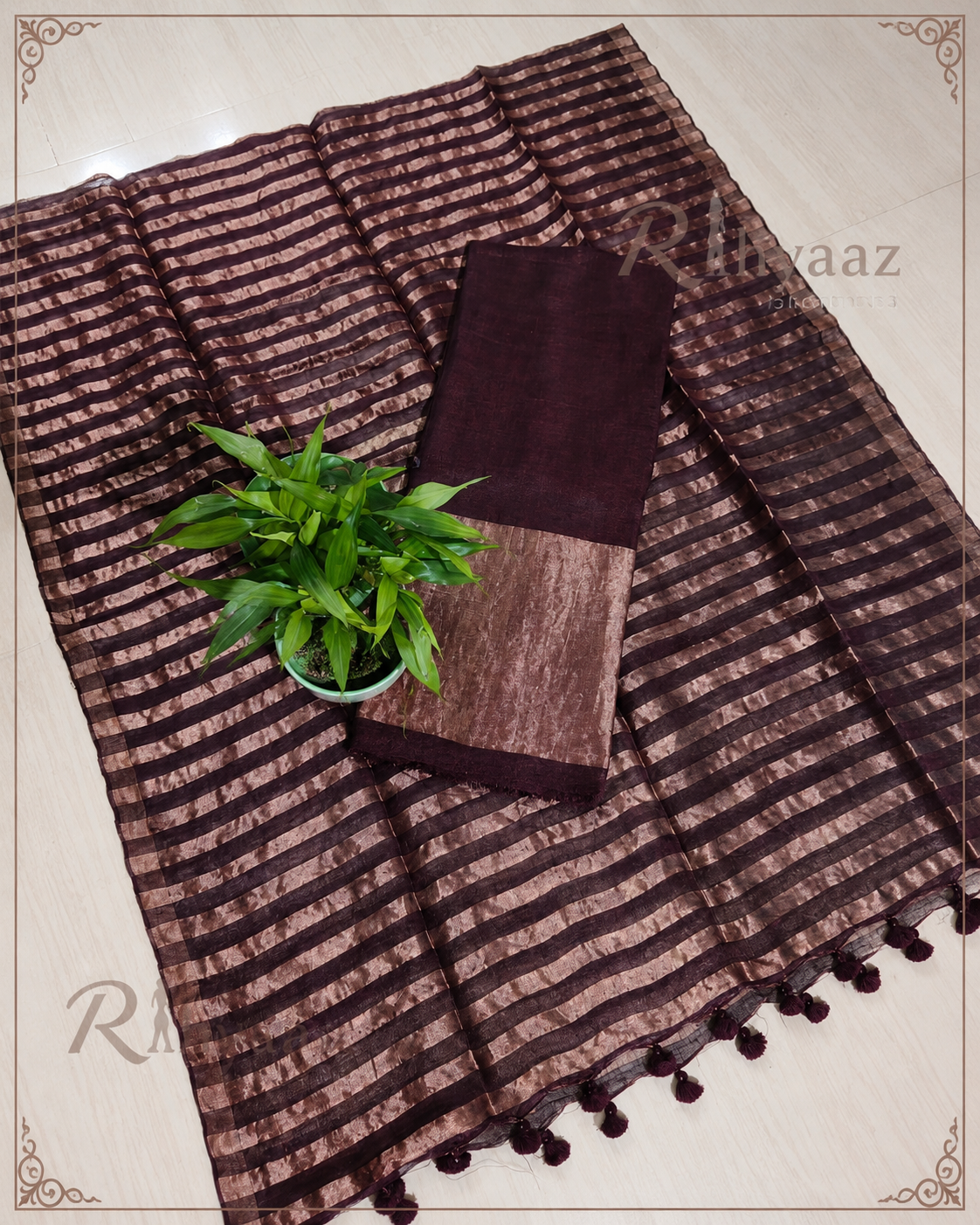 Sharmina - Pure Linen Zari Weaved Suit by Rihyaaz featuring premium handwoven linen fabric with elegant zari weaving, luxury ethnic wear for festive and occasion dressing.