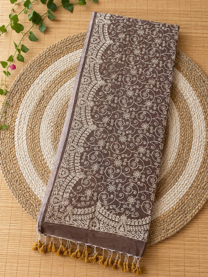 Authentic pure cotton special all-over stitch Chikankari saree in premium quality Mul Cotton by Rihyaaz