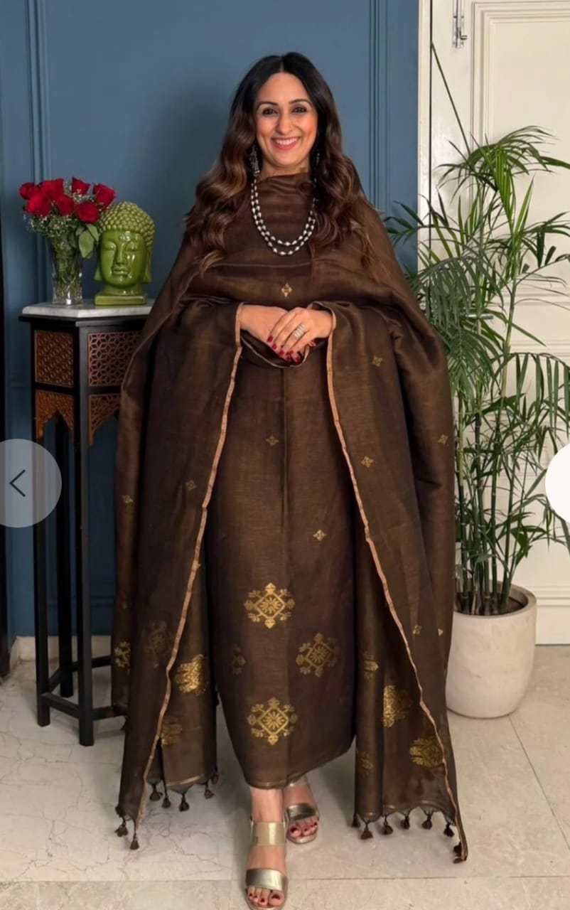 Chakra - Zari-Weaved Linen Jamdani Suit | Rihyaaz Fashions