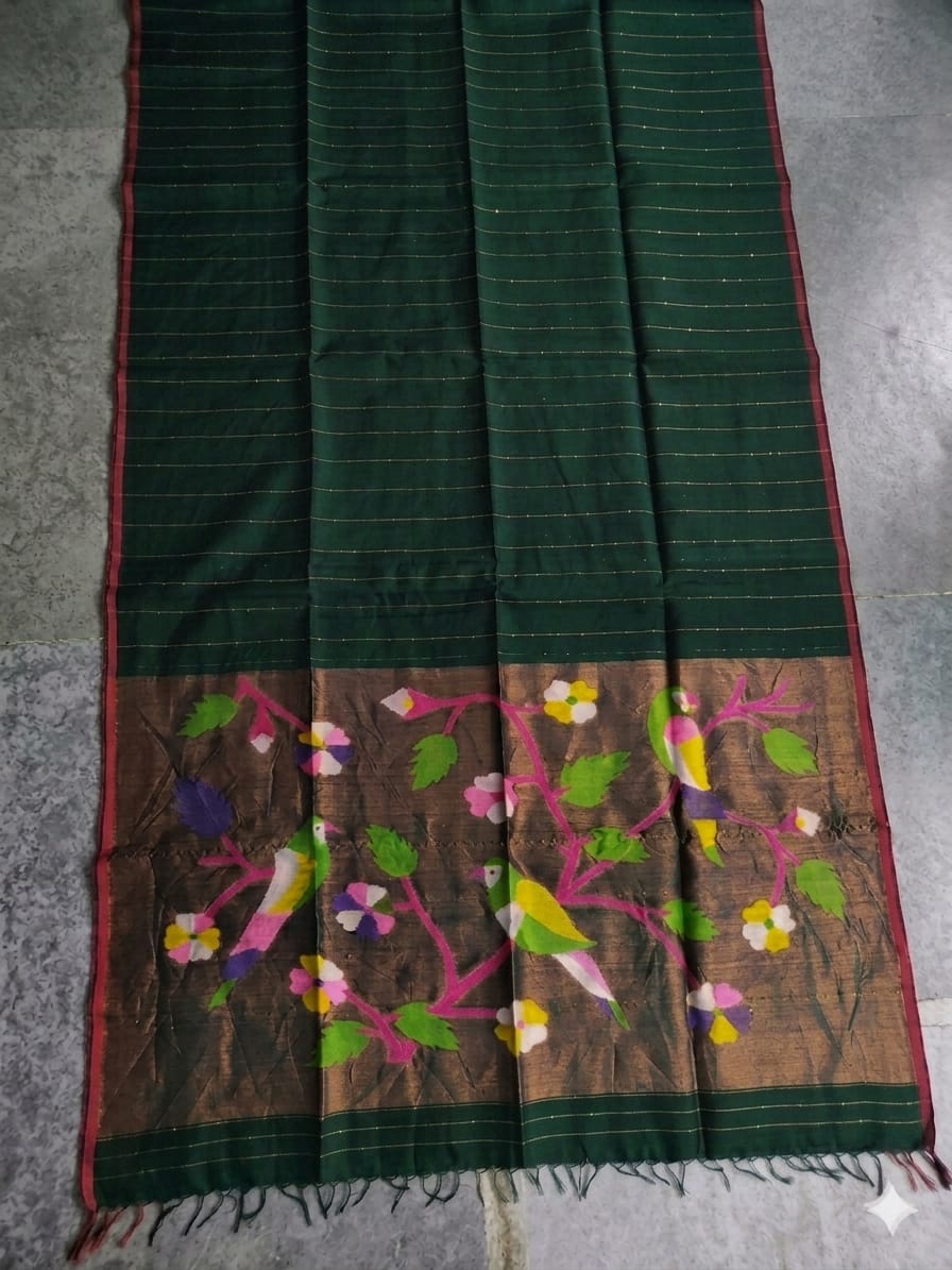 Arsi – Sequin Weaved Paithani Palla Cotton Muslin Saree | Rihyaaz