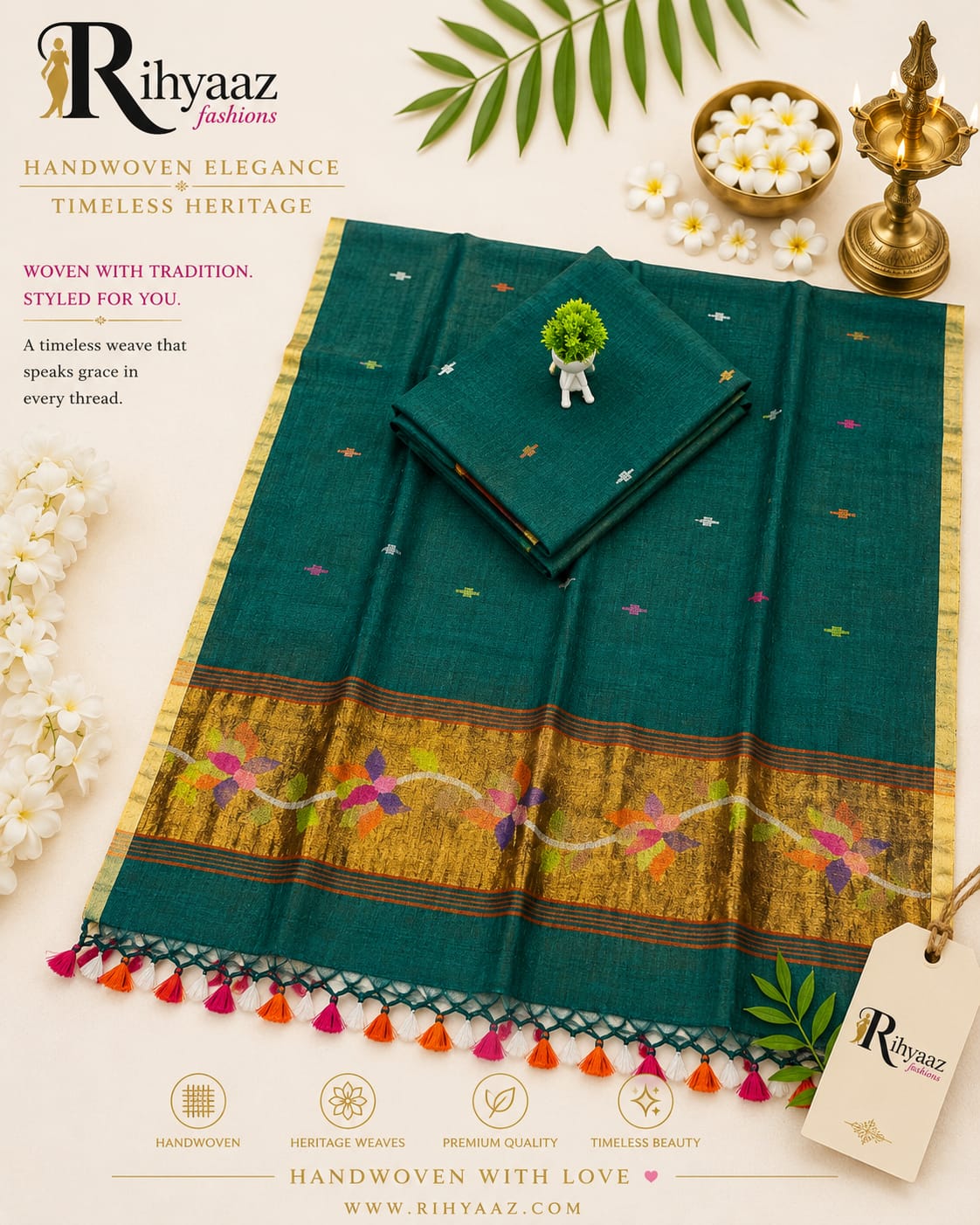 Kanaklatha Paithani palla lotus Jamdani dupatta multicolour buta weaved suit by Rihyaaz