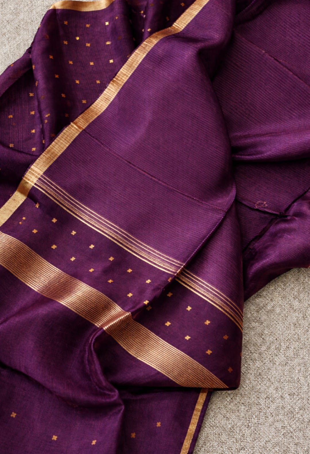 Rupal silk linen sequin woven kurta with micro striped weave and resham palla Jamdani dupatta by Rihyaaz premium handwoven ethnic suit set.