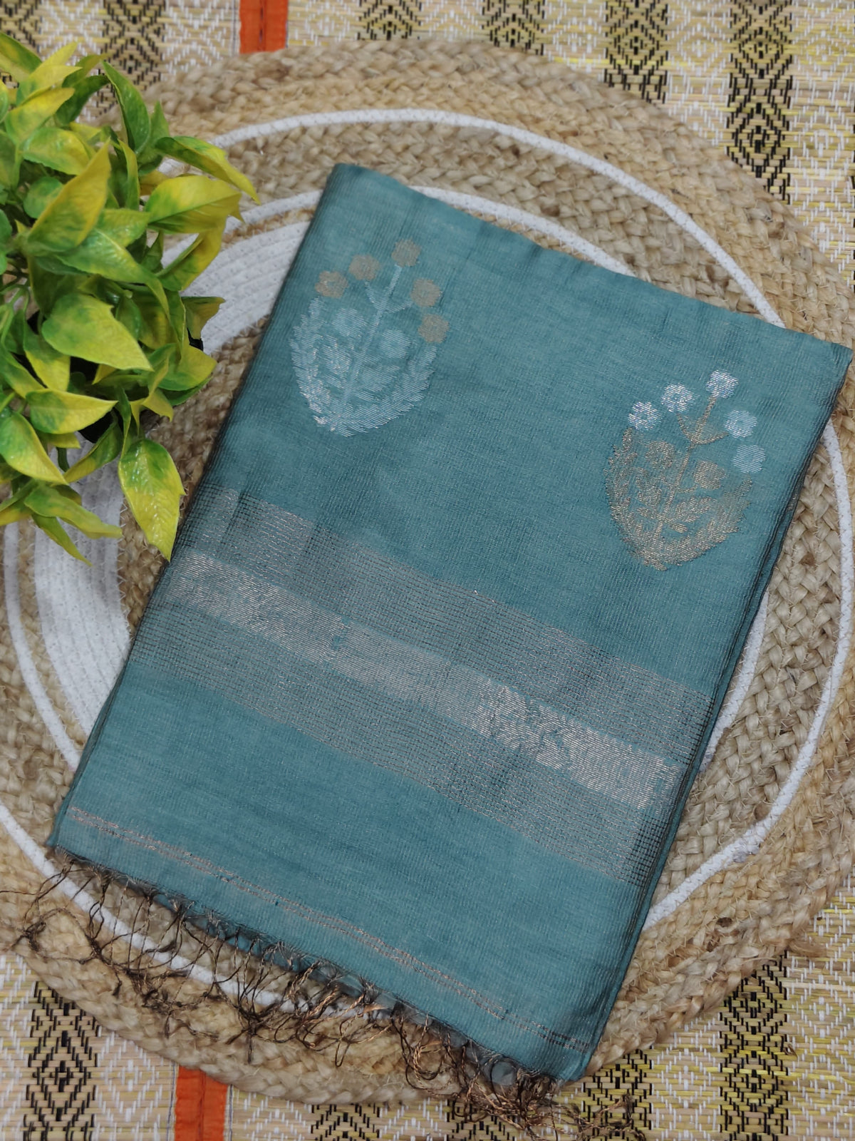 Sharanya dark sky premium handwoven tissue silk by modal saree with blouse piece by Rihyaaz Fashions, soft and lightweight designer ethnic wear.