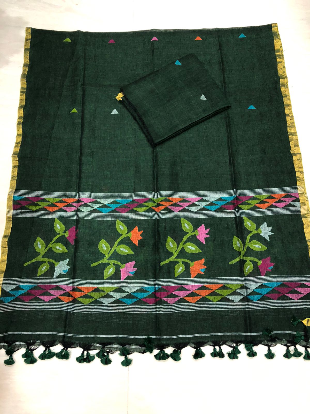 Twig - Premium Linen Jamdani Handwoven Suit Set by Rihyaaz featuring elegant traditional Jamdani weaving on breathable premium linen fabric, perfect for festive and ethnic wear.