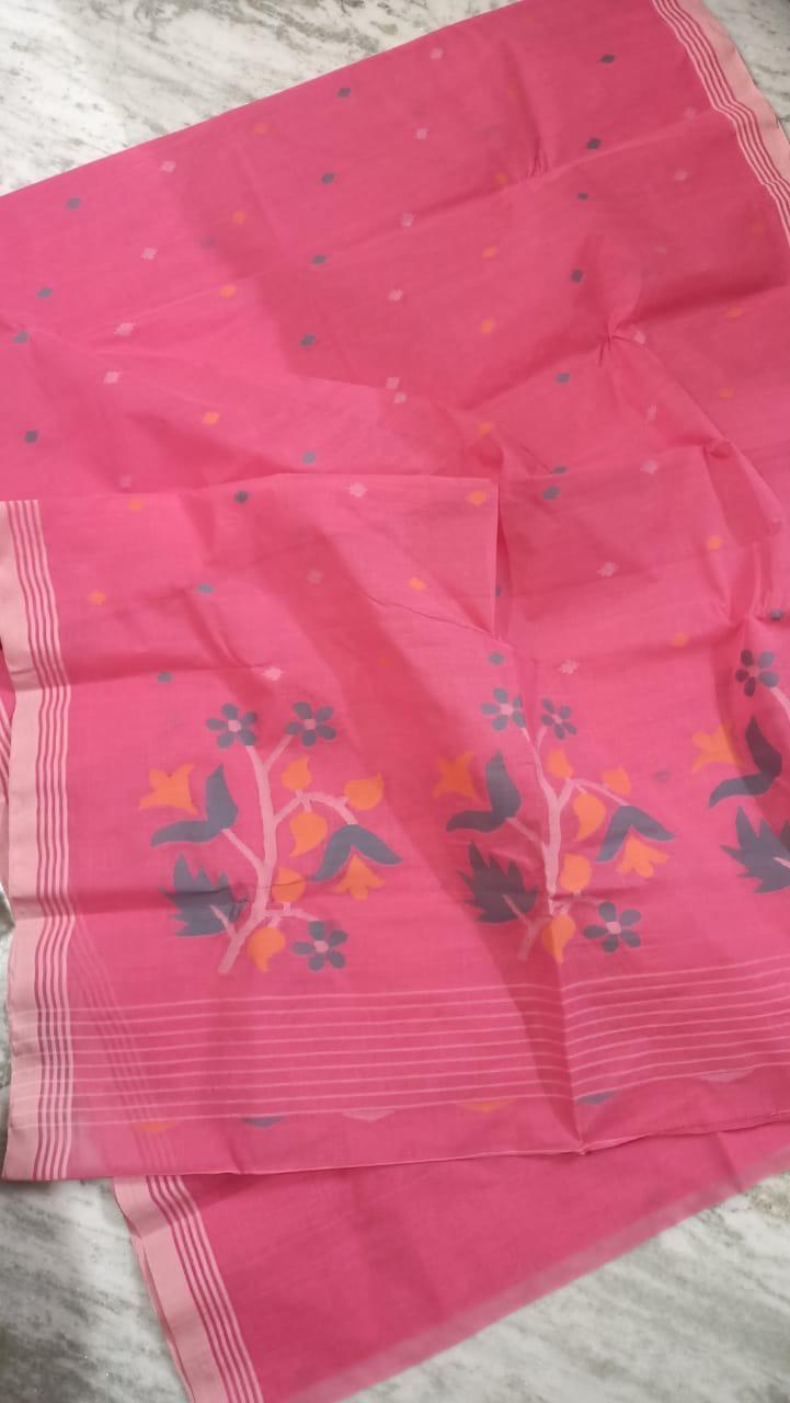 Pure Cotton by Cotton Handwork Needle Jamdani Saree | Handwoven & Handworked Saree | Rihyaaz