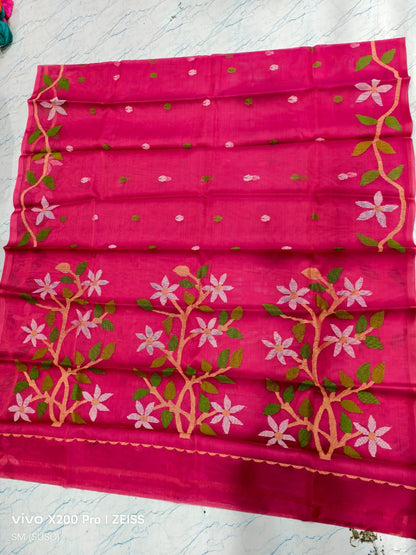 Hashnuhana Pure Muslin Handwoven Jamdani Saree by Rihyaaz, Silk Mark Certified premium handcrafted saree with intricate traditional Jamdani weaving, luxury ethnic wear for weddings and festive occasions