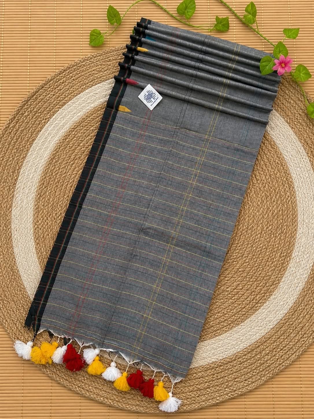 Authentic premium quality handloom Mul Cotton Buti Jamdani saree in 100% pure cotton with running blouse piece by Rihyaaz