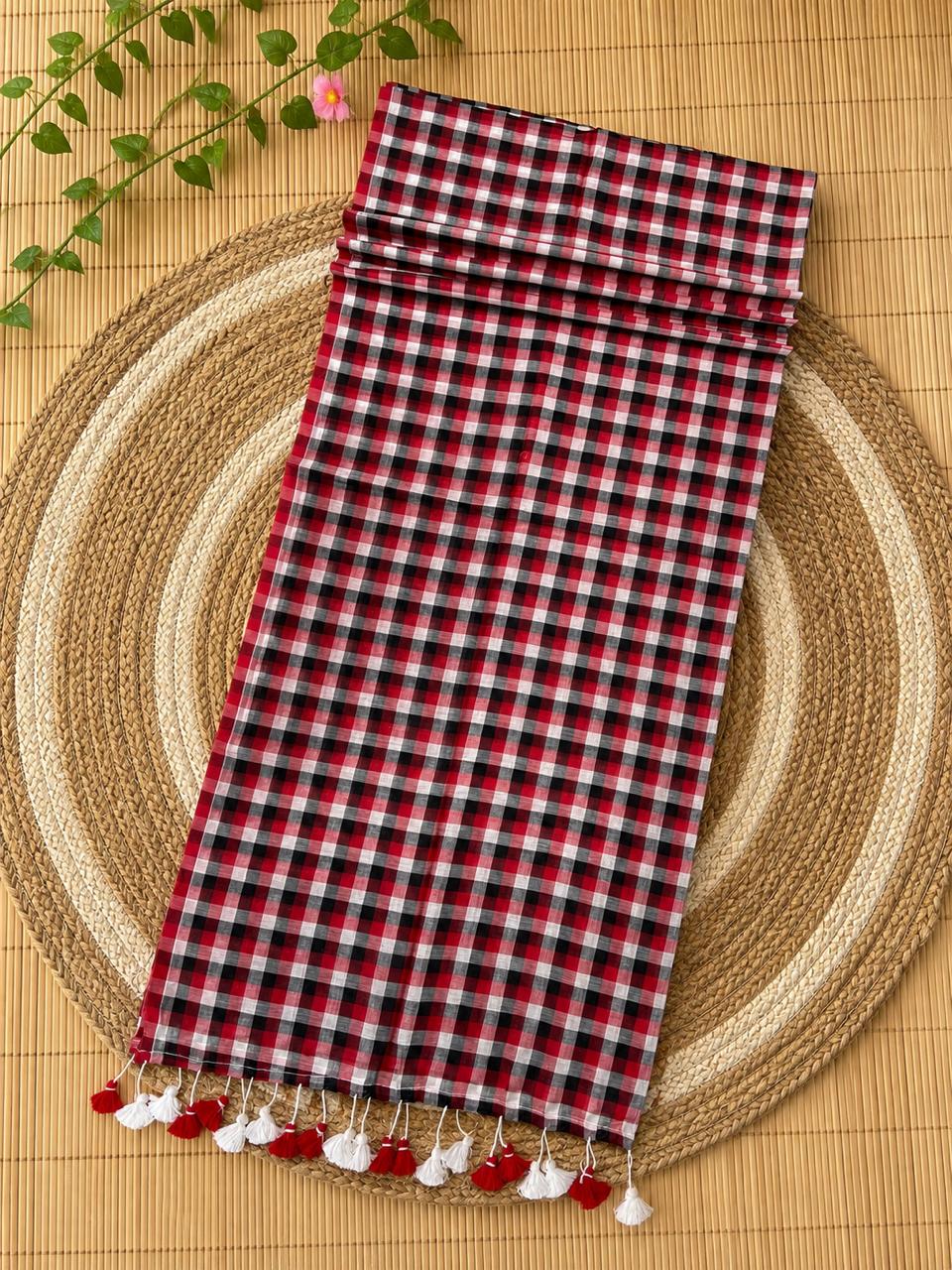 Authentic pure cotton special handloom check saree in Mal Cotton by Rihyaaz