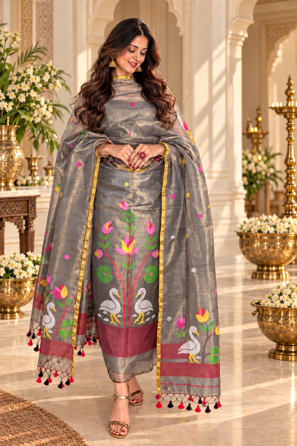 Sukh – Tissue Needle Jamdani Suit with Royal Sheen | Rihyaaz Fashions
