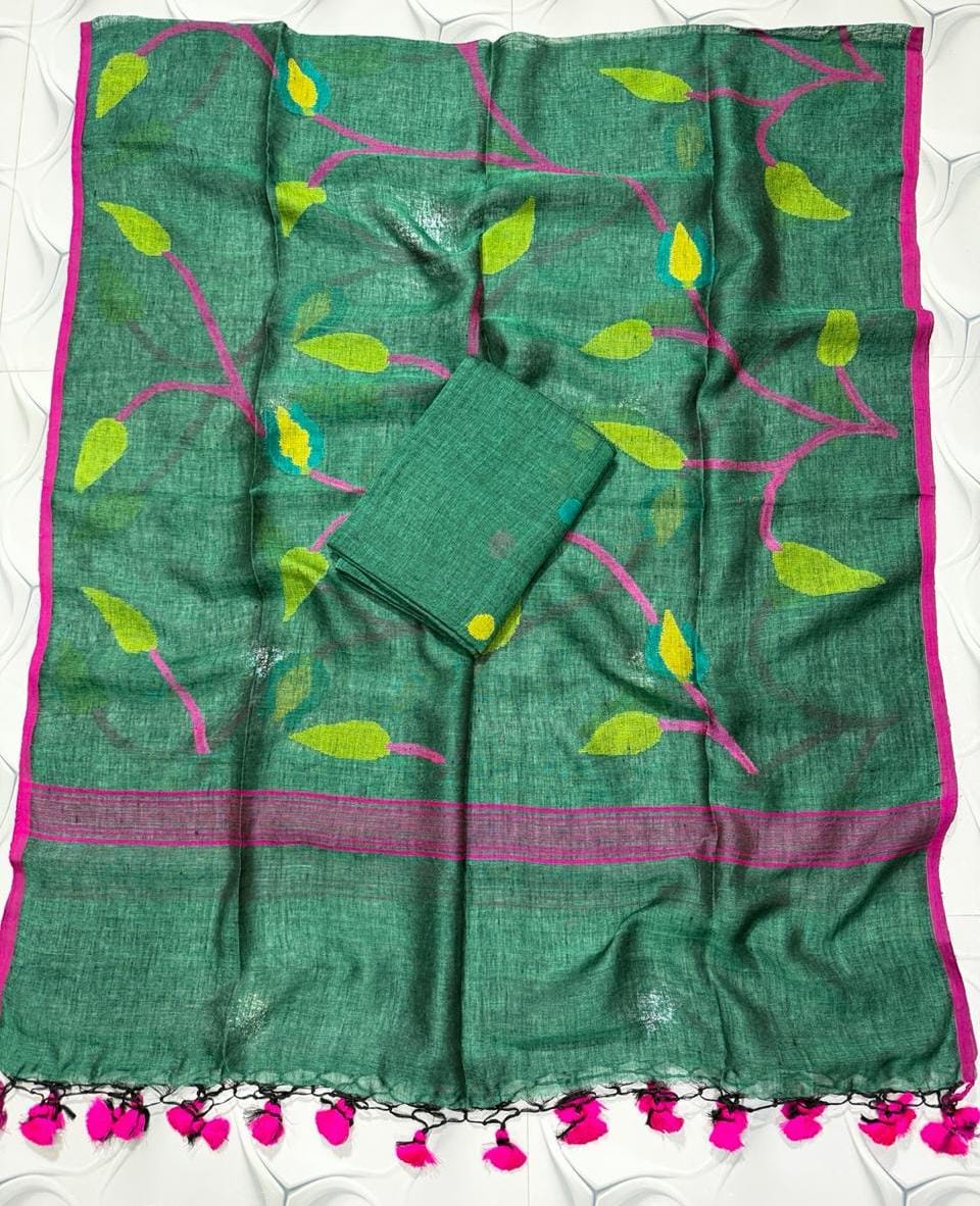 🍁 Pure Joyshree Linen Jamdani Handwoven Suits 🍁| Rihyaaz
