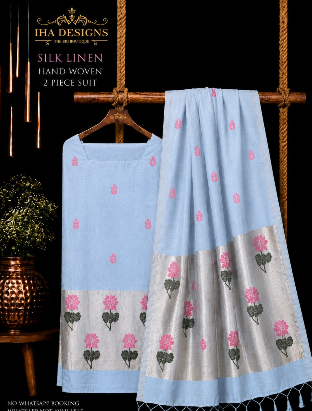 Samya silk linen tissue Meenakari Jamdani suit by Rihyaaz Fashions