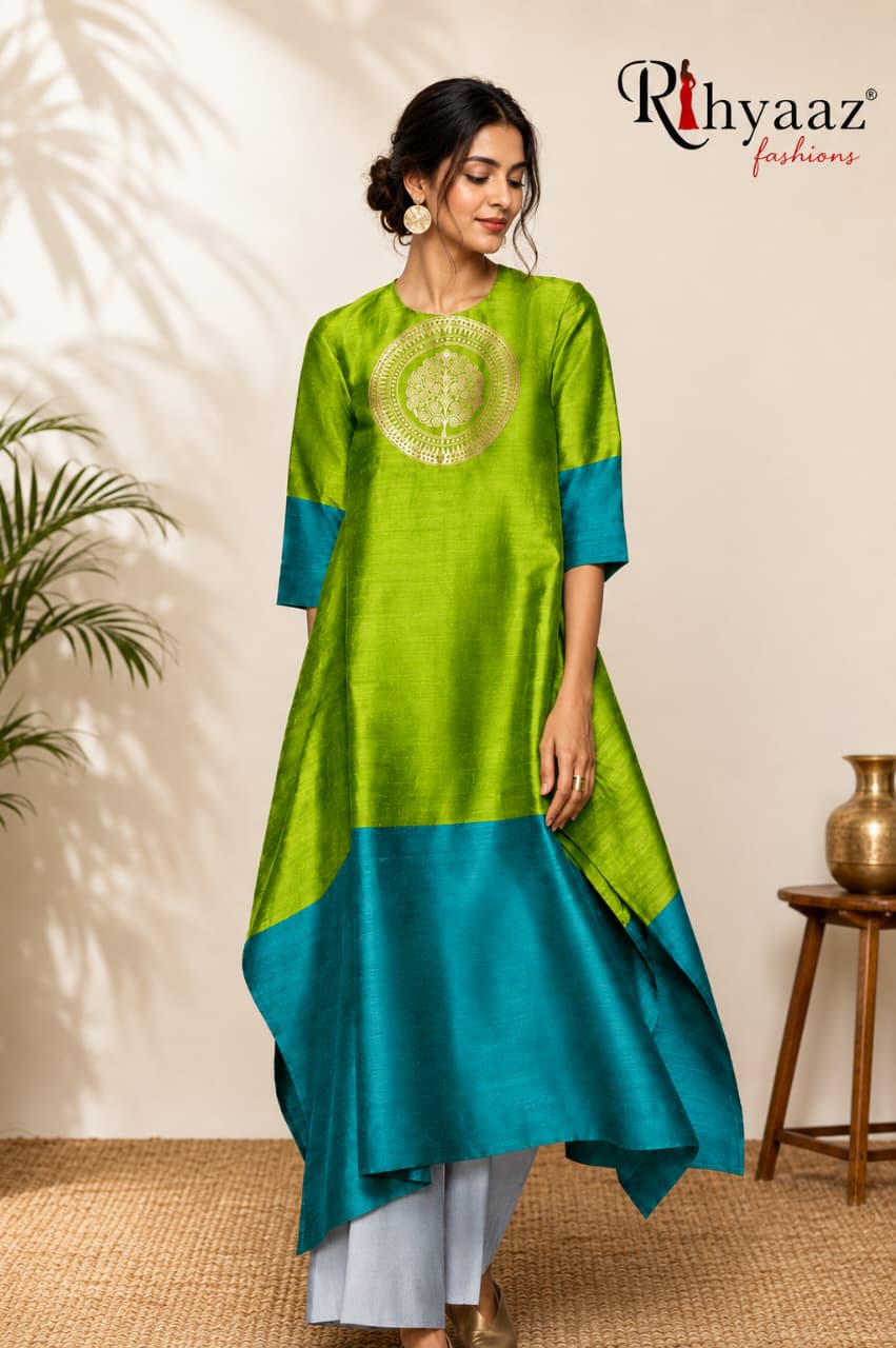 Ruby Benarasi woven raw silk kaftan unstitched fabric by Rihyaaz, available on pre-order.