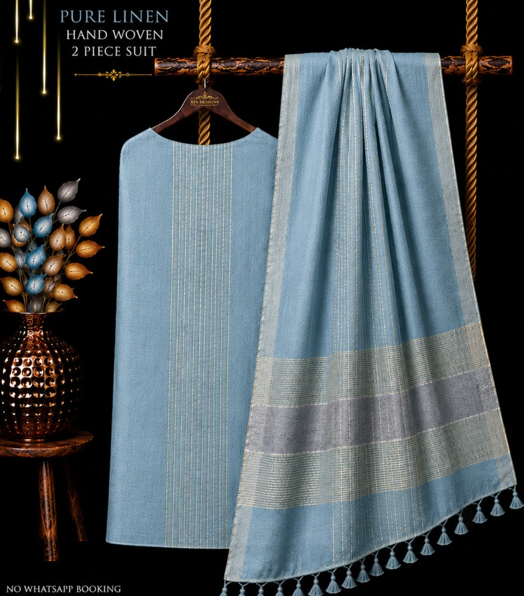 Ena – Pure Jayshree & 120 Count Linen Handwoven Jamdani Suit Set | Rihyaaz