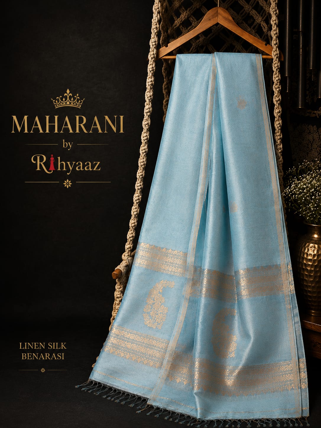 MahaRani Resham by Silk Linen Banarasi Kadhuwa Weaves Suit Set by Rihyaaz featuring premium handwoven Banarasi Kadhuwa weaving for festive, wedding, and luxury ethnic wear.
