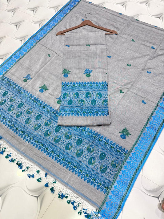 Rihyaaz Cotton Baluchuri Cotton-by-Cotton handwoven suit with 2.5 meter cotton top and 2.5 meter dupatta