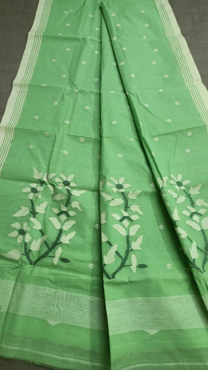 Pure Cotton by Cotton Handwork Needle Jamdani Saree | Handwoven & Handworked Saree | Rihyaaz