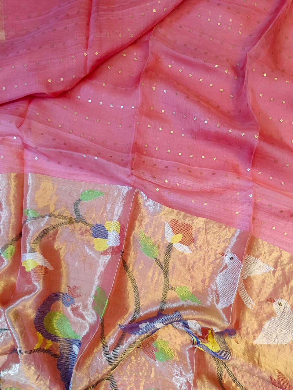 Beduin - Pure Resham Sequin Handwoven Silk Paithani Jamdani Saree by Rihyaaz featuring intricate Jamdani motifs, rich Paithani pallu, handcrafted Resham weaving, and elegant sequin detailing for weddings and festive wear.