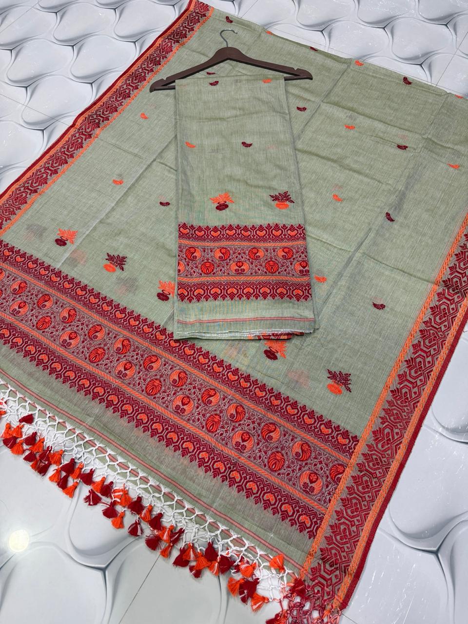 Rihyaaz Cotton Baluchuri Cotton-by-Cotton handwoven suit with 2.5 meter cotton top and 2.5 meter dupatta