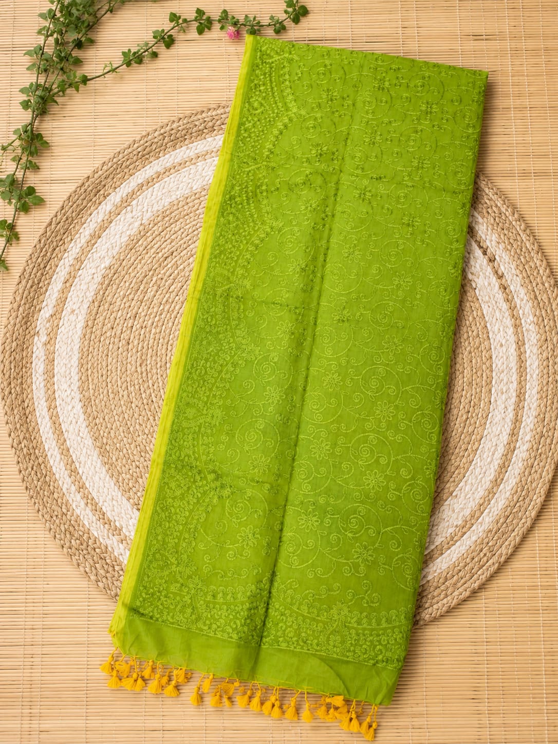 Authentic pure cotton special all-over stitch Chikankari saree in premium quality Mul Cotton by Rihyaaz