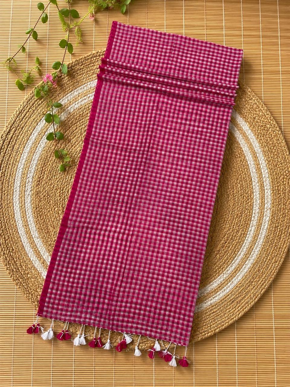Authentic pure cotton special handloom check saree in Mal Cotton by Rihyaaz