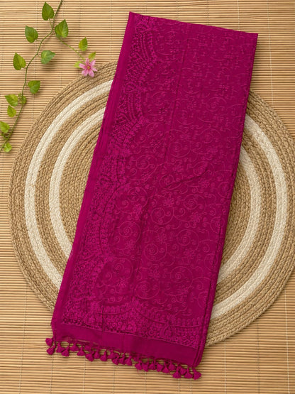 Authentic pure cotton special all-over stitch Chikankari saree in premium quality Mul Cotton by Rihyaaz