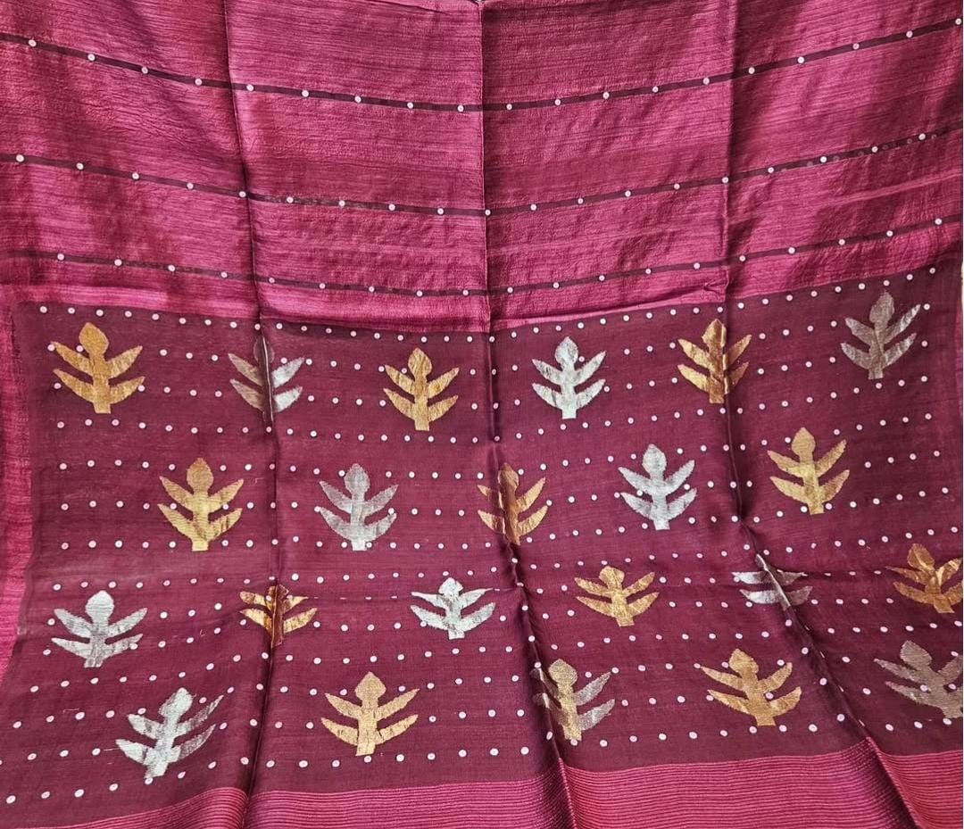 🌟 Taru – Matka/ Muslin Silk Dual Zari & Sequin Saree | All Over White Sequin/ Sea Shell Woven | A Handwoven Elegance by Rihyaaz