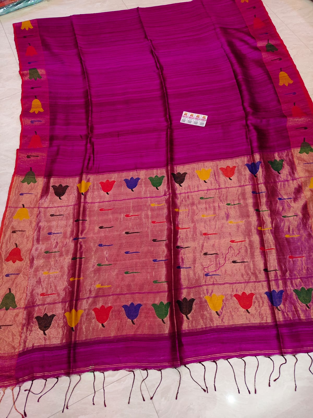 Ruhi Matka Silk Paithani saree with tissue palla by Rihyaaz, traditional handwoven Indian saree