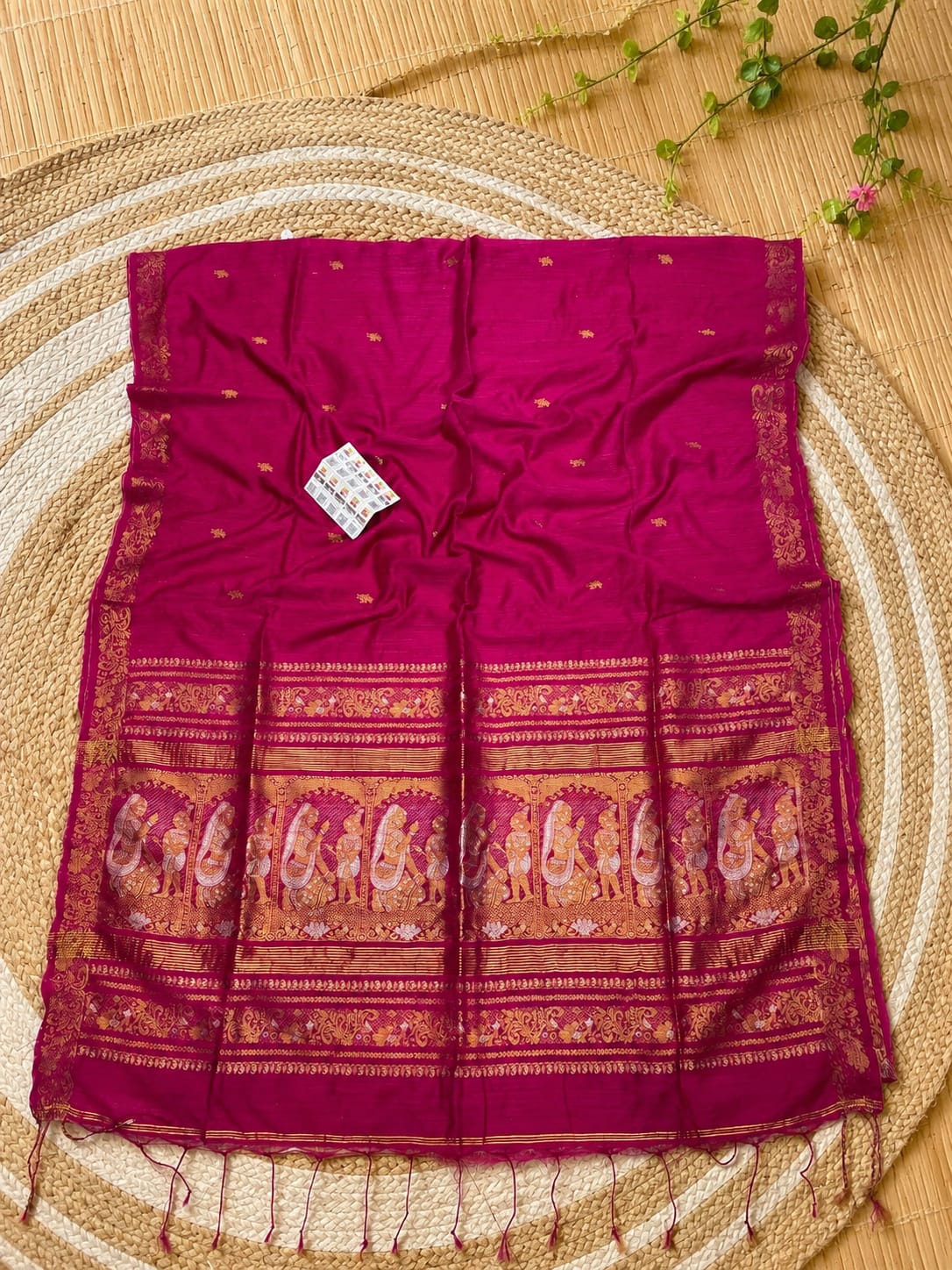Rajya Matka Swarnachari saree with intricate Krishna Yashoda motif by Rihyaaz