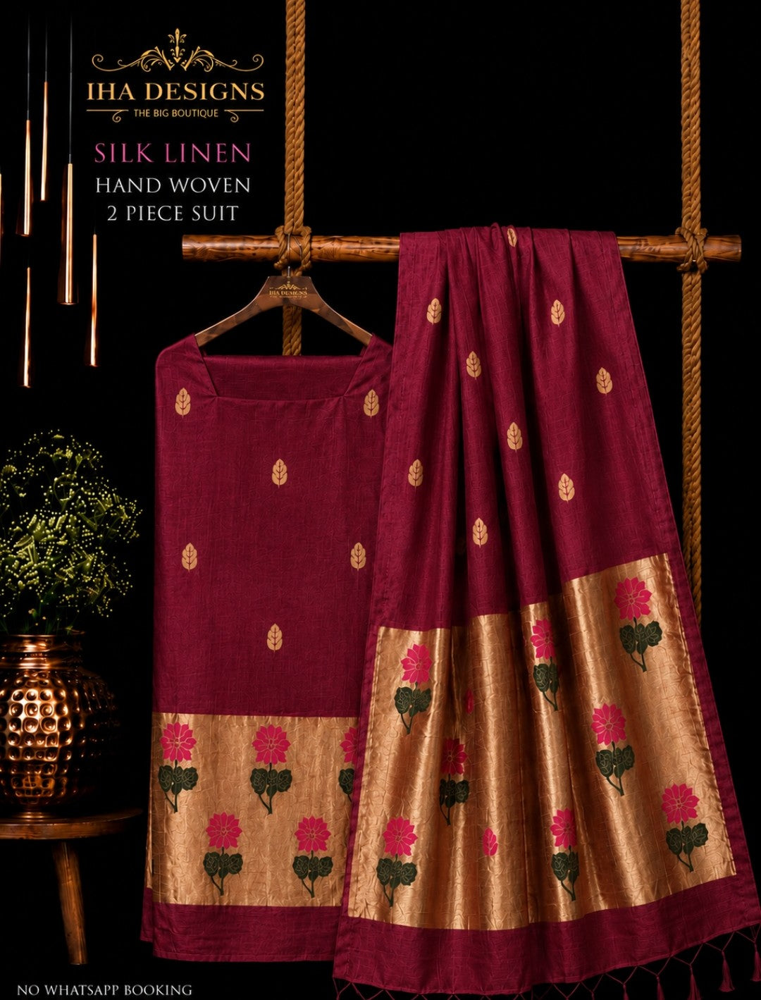 Samya silk linen tissue Meenakari Jamdani suit by Rihyaaz Fashions