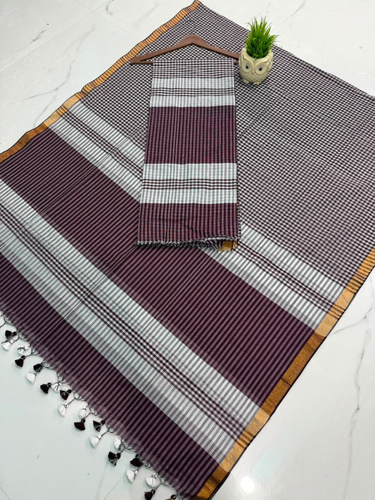 New pure cotton check Gamcha handwoven suit by Rihyaaz with 2.5-meter top and 2.5-meter dupatta featuring Jol Net detailing.