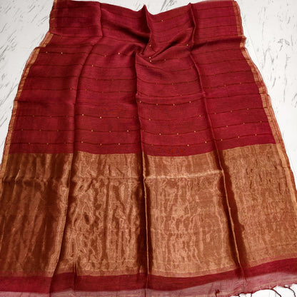 Nakshi Tissue Palla Resham Sequin Weaved Matka Saree by Rihyaaz, featuring elegant traditional weaving and luxurious tissue palla detailing.