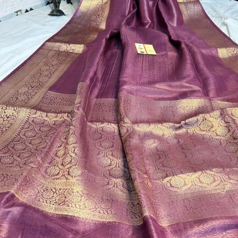 Ikangshi - Linen Benarasi Sarees with Tested Zari Weaving | Rihyaaz