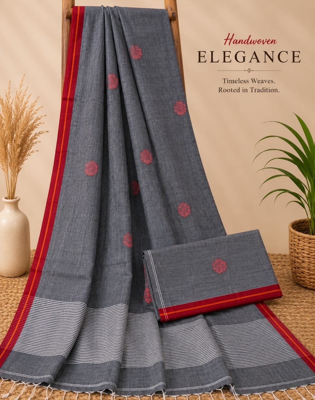 Tini by Rihyaaz – Elegant Mul Cotton Weaved Jamdani Suit with all-over delicate traditional Jamdani motifs, intricate woven detailing, soft breathable texture and timeless handloom-inspired craftsmanship.