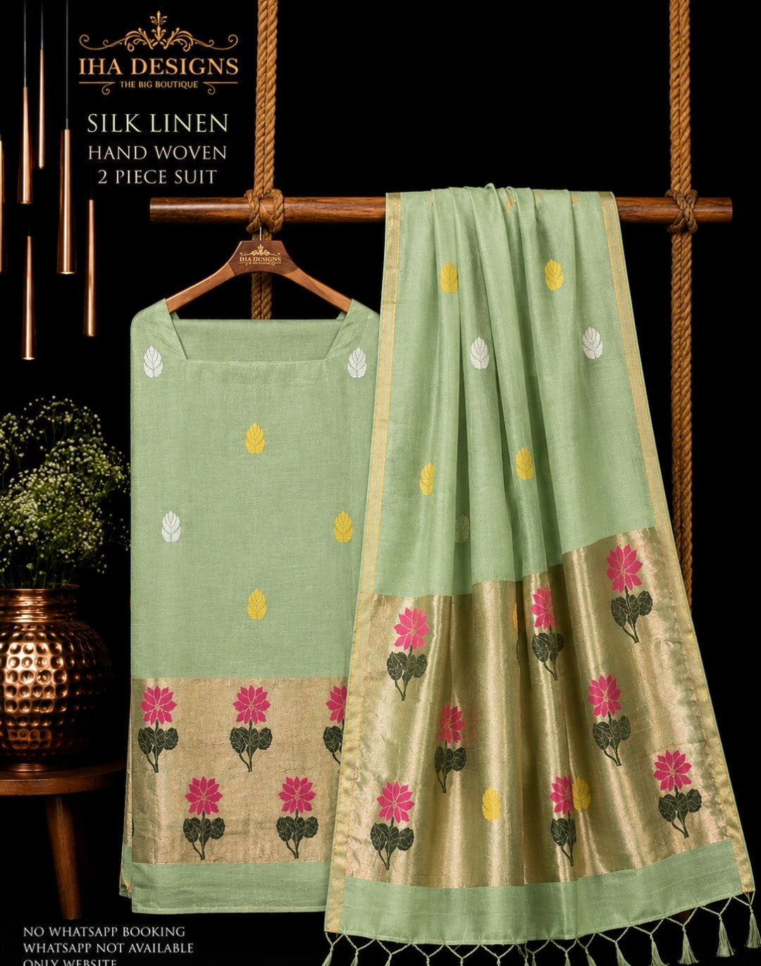 Samya silk linen tissue Meenakari Jamdani suit by Rihyaaz Fashions
