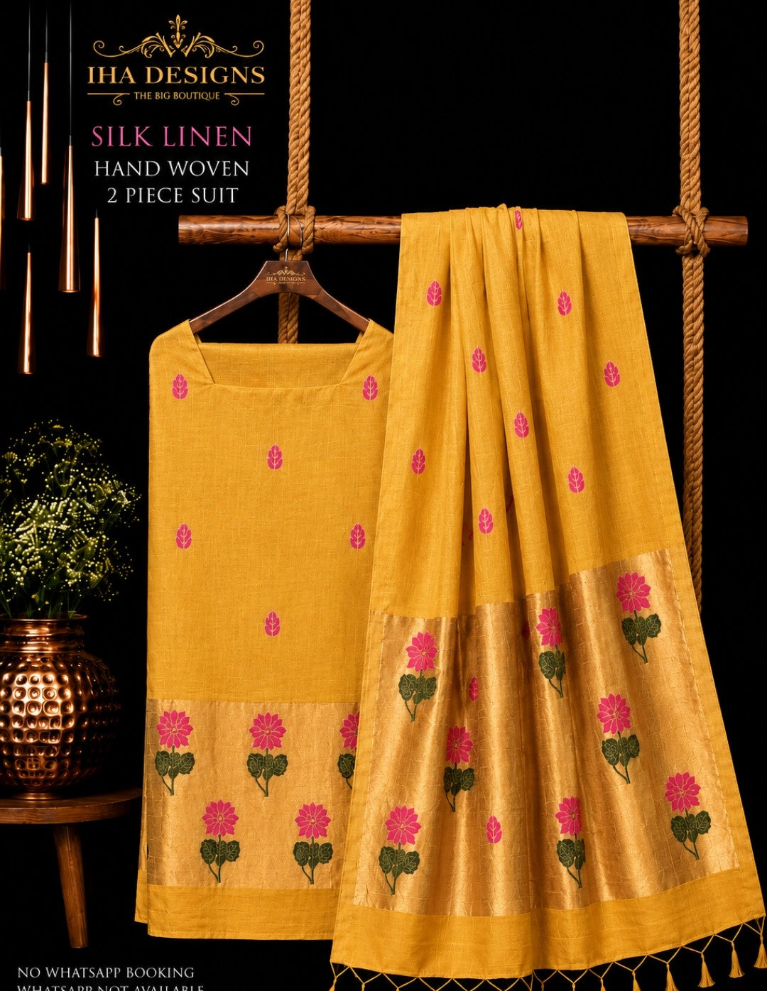 Samya silk linen tissue Meenakari Jamdani suit by Rihyaaz Fashions