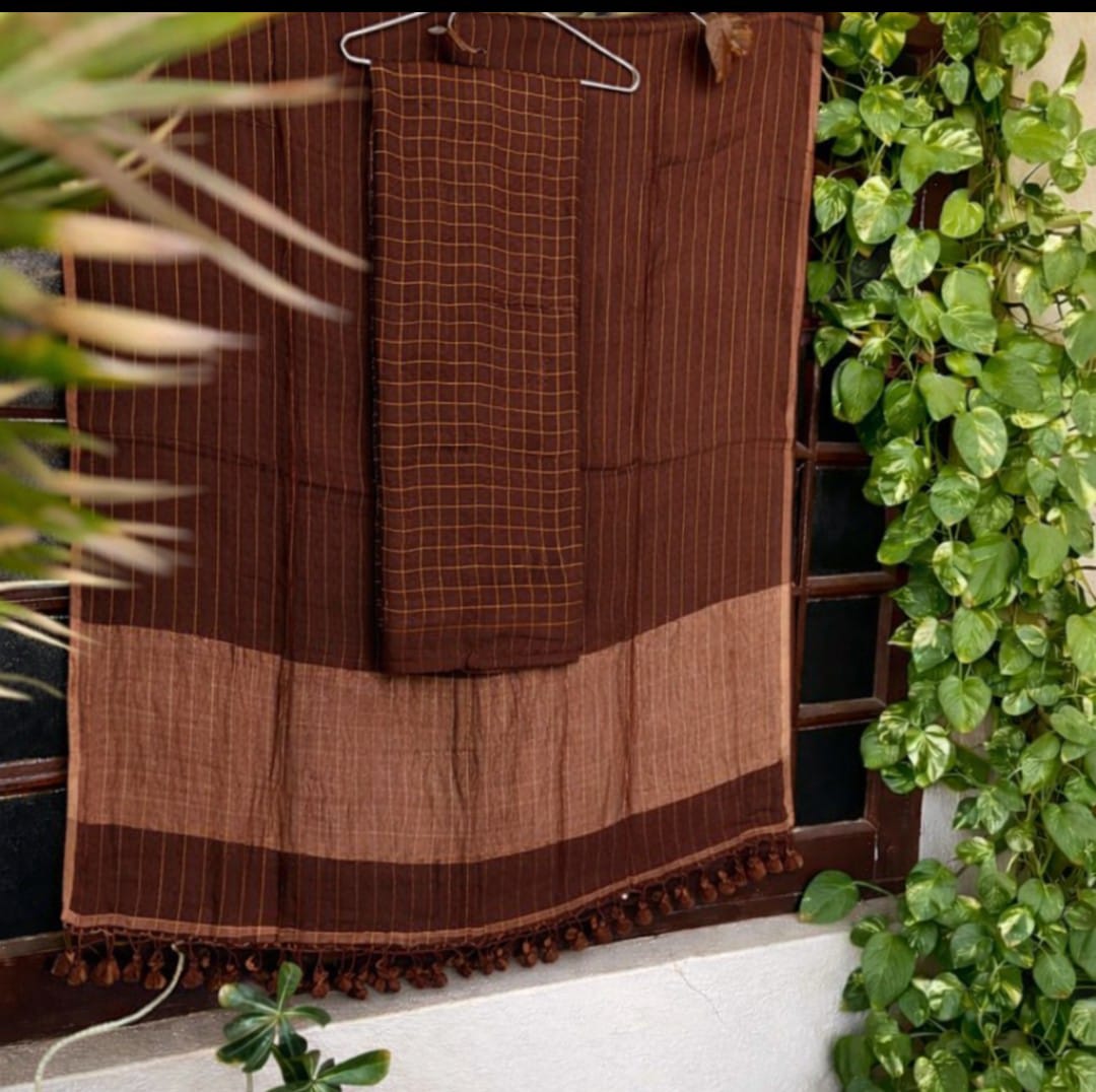 Mustard Brown Pure Jayshree Linen Suit Set for Women – Premium Quality Ethnic Wear by Rihyaaz Fashions