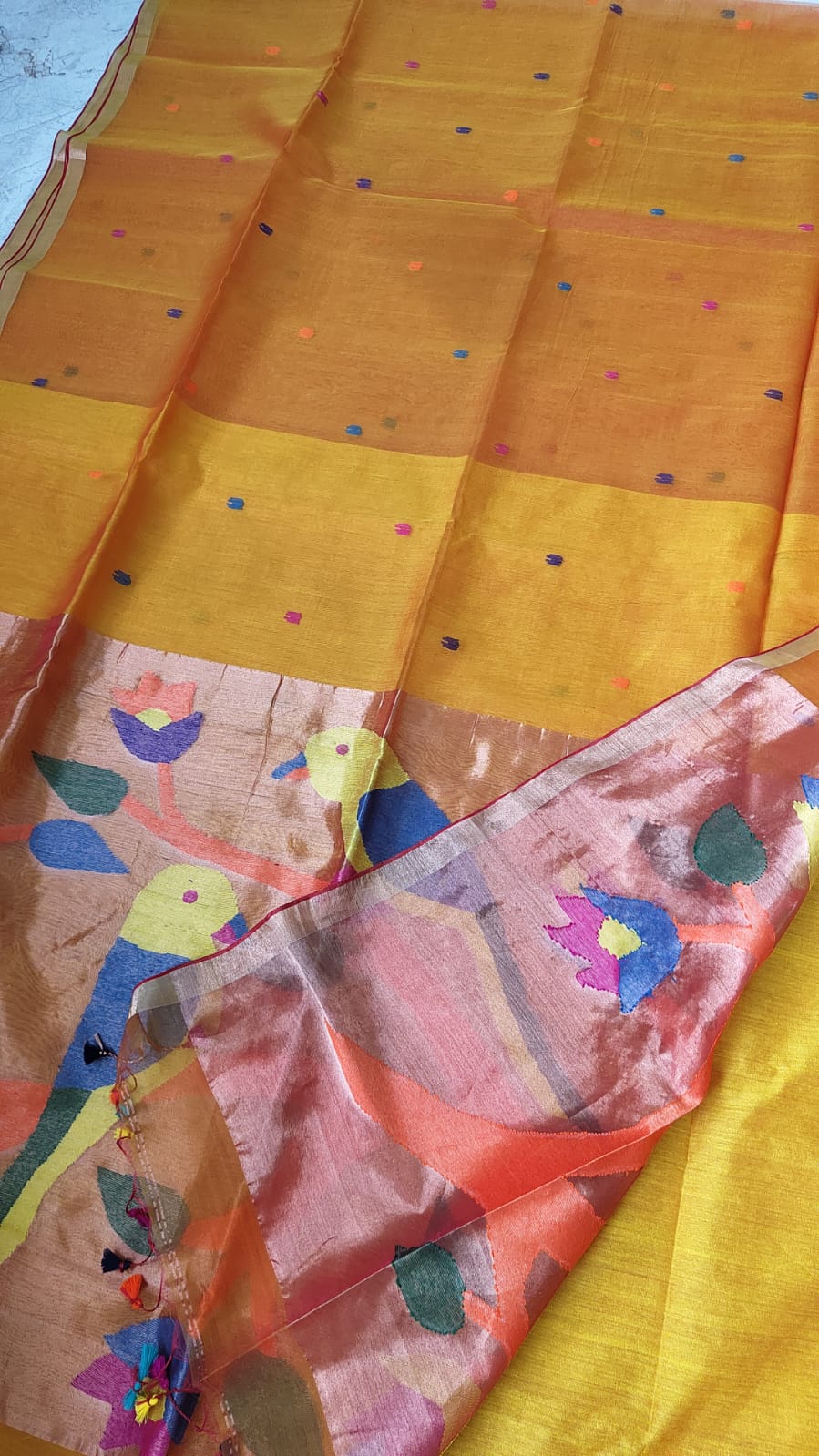 MAHI Muslin Paithani saree Silk Mark certified handwoven saree by Rihyaaz