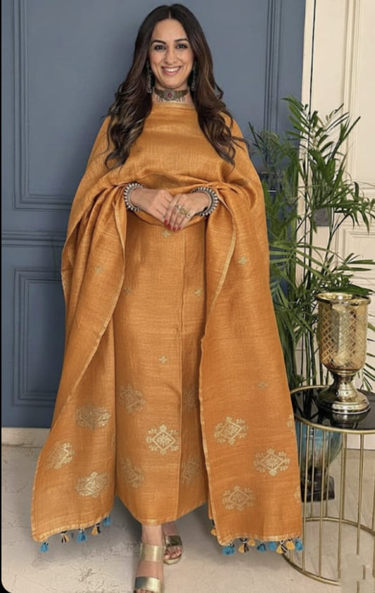 Chakra - Zari-Weaved Linen Jamdani Suit | Rihyaaz Fashions