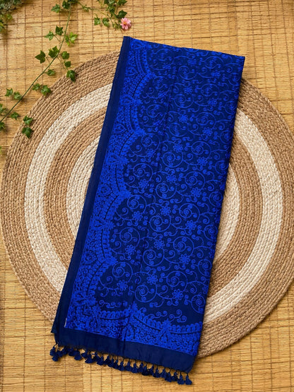 Authentic pure cotton special all-over stitch Chikankari saree in premium quality Mul Cotton by Rihyaaz