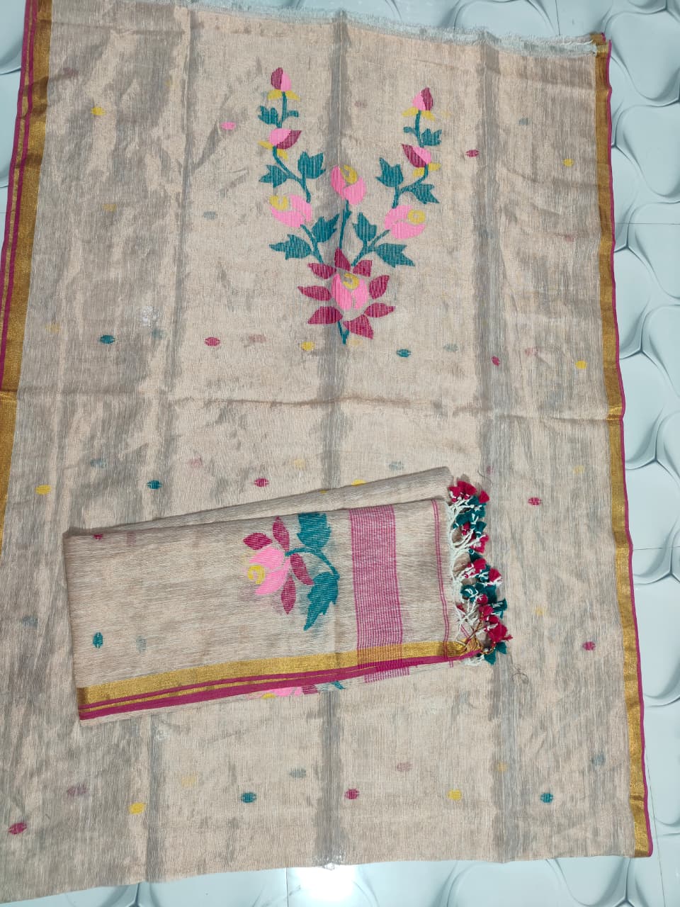 Swarna — Linen Tissue Needle-Weaved Jamdani Suit | Rihyaaz